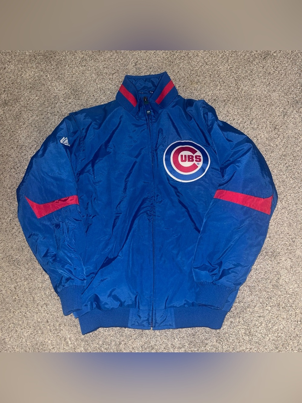 Chicago Cubs Dugout Jacket Majestic Youth Large Or Adult Small Blue Red Full Zip
